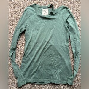 NWOT Chaser Asymmetrical long sleeve top size xs green